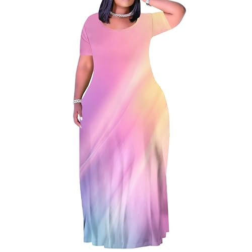 Image of PinkPatty Women's Plus Size Maxi Dress Short Sleeve with Pockets
