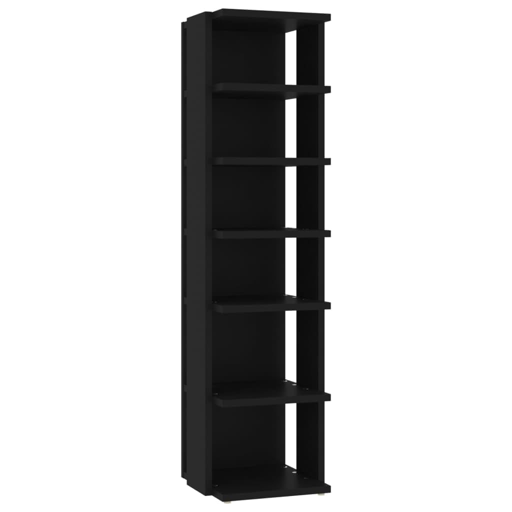 vidaXL Mueble Zapatero Organizador de Zapatos Armario Pasillo Almacenaje Taburete Puf Caja Banco Estantería de Madera Contrachapada Negro 27,5x27x102cm