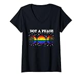 donna divertente gay lesbiche lgbt pride bandiera non una fase maglietta con collo a v