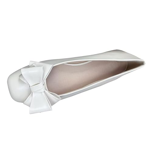 Image of Dear Time Women's Bowknot Ballet Flats Wedding Dressy Flats Square Toe Patent Leather Comfortable Shoes