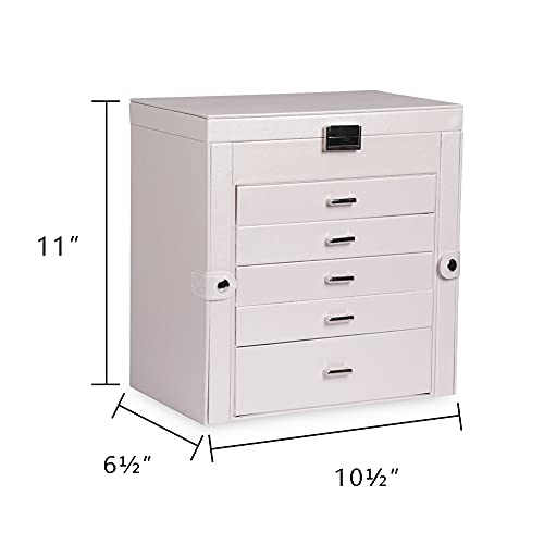 Frebeauty LARGE JEWELRY BOX WHITE Large Jewelry Box,6-Tier Pu Leather Jewelry Organizer,Multi-Functional Storage Case thumb #1
