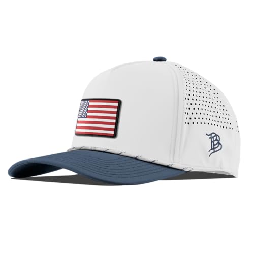 Image of Branded Bills Old Glory PVC Curved 5 Panel Rope USA Hat for Men, Baseball Cap, Adjustable Snapback