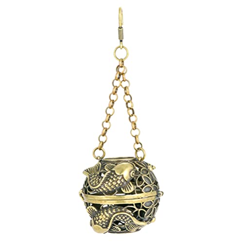 GANAZONO Kugelform Crafts Tibetan Weihrauchbrenner- Hängende Wäschser- Weihrauchbrenner mit Kette- Messing- Weihrauchbrenner mit Deckel für Harzkohle Cover