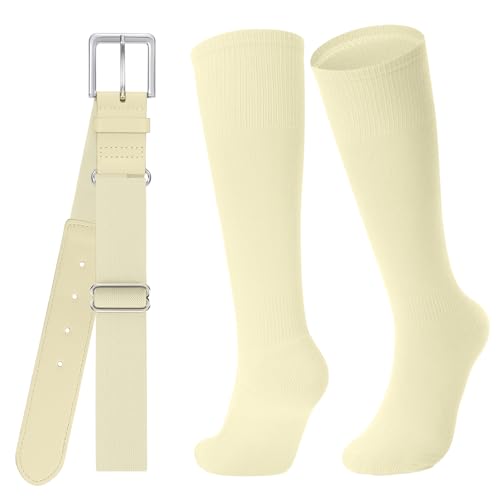 Image of Baseball Socks and Belt for Youth Adult Softball Socks Combo Elastic Waist Belt for Men Kids Boys Girls Women JASGOOD