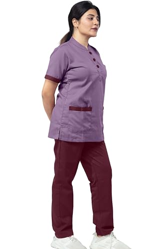 Image of UNIFORM CRAFT Women's Polyester and Cotton Twill Support Staff Uniform, Lavendar & Wine (3XL)