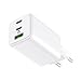 alkaya. USB C+C+A Ladegeru00e4t, GaN-Technologie, Power Delivery, Schnellladegeru00e4t Apple, Samsung, Xiaomi, Huawei, Sony, Google Ladestecker 3 Ports, 65W - Weiu00df