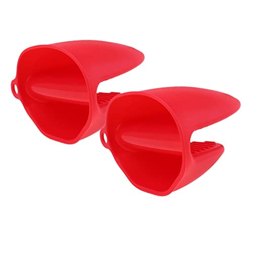 MERISHOPP 2pcs Silicone Hot Pot Holder Oven Grip Pinch Mitts Finger Tab Protect Red| Camping Gear | Hiking Equipment | Trekking Accessories
