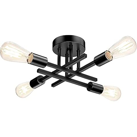 Matte Black Semi Flush Mount Ceiling Light Fixture Cover