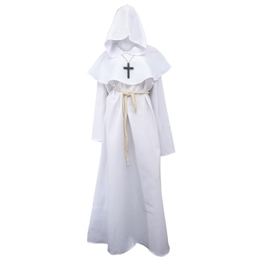 Costume prêtre homme médiéval FRCOLOR en taille L pour incarner un moine à Halloween