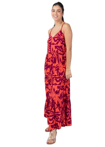 Robe longue bohème Monica légère motif fleur de tiaré contre la chaleur