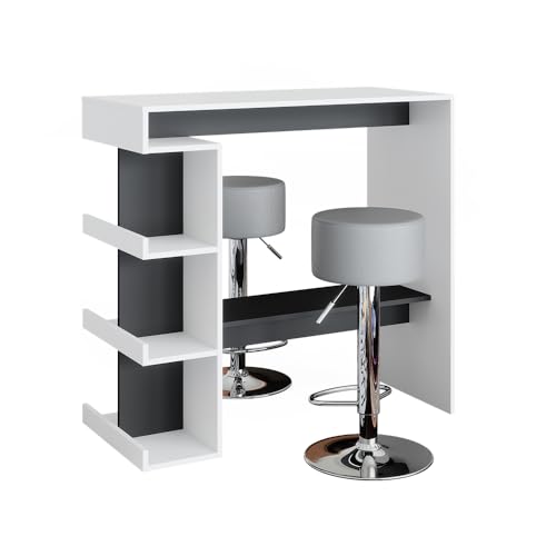 Vicco Set de Mesa de Bar Dana, Blanco/Antracita, 108 x 50 cm con ...