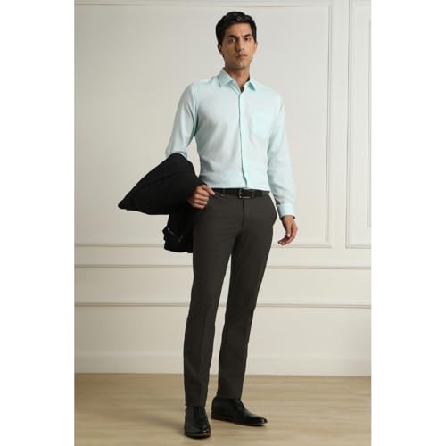 Image of Van Heusen Men Mid Rise Slim Fit Cotton Blend Workwear Trouser