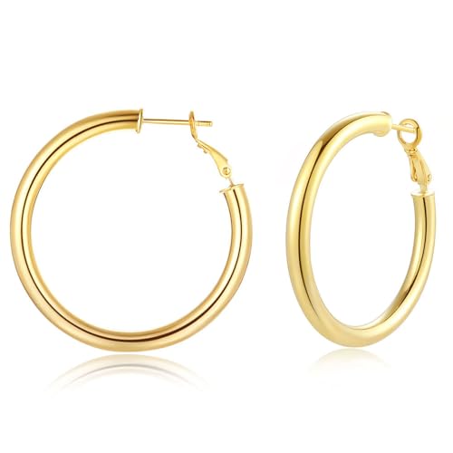 Doubnine Tube Hoop Earrings Gold Lightweight Large Earrings Women Fashion Jewelry3