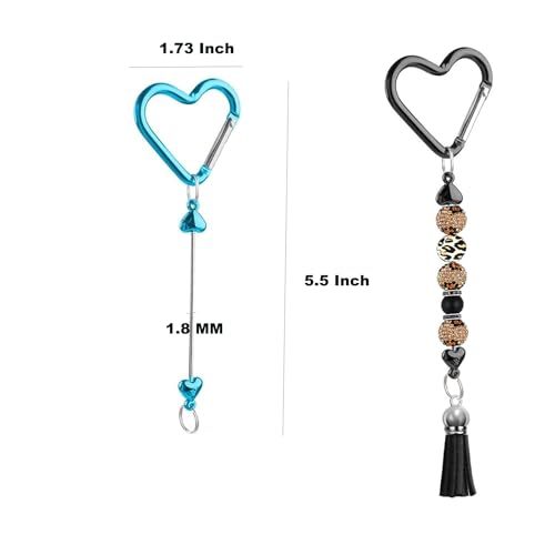 Frinnovan 15 Pack Beadable Keychain Colorful Heart Shaped Blank Bar with Snap Hook for DIY Craft Making Kit by Frinnovan - Used condition - Image 6