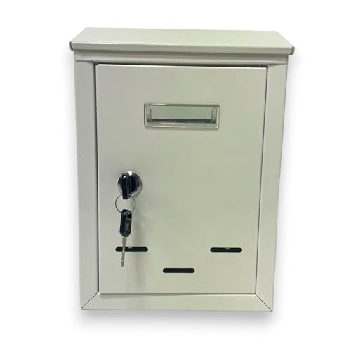 Cassetta Postale per Esterno con Spioncino e Portanome Anta Apribile con Serratura a Chiave Incassata a Muro Doppia Chiave e tasselli Inclusi 27x18.5x6.5 cm (Bianco)