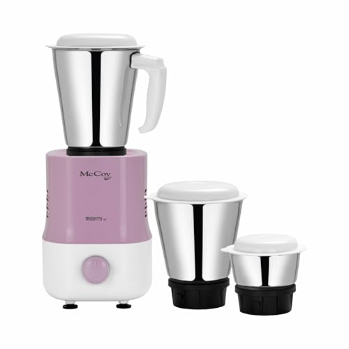 McCoy Mighty X5 Mixer Grinder | 3 SS Jars | 500 W Mixi | Hybrid Motor with 2 Years Warranty | Light Purple & White