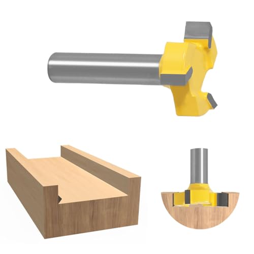 Image of 3 Flute T-Slot Cutter 8mm Shank 24mm Dia, Tungsten Carbide Woodworking Grooving Router Bit 42.5mm OAL