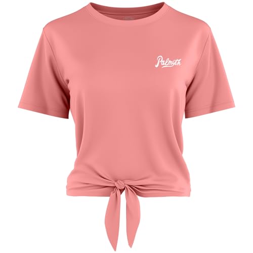 Palmyth Womens Fishing Shirt, Tie Front UPF 50+ Sun Shirts Rash Guard Crewneck Cropped Tops Fashion Unique Pattern Tee