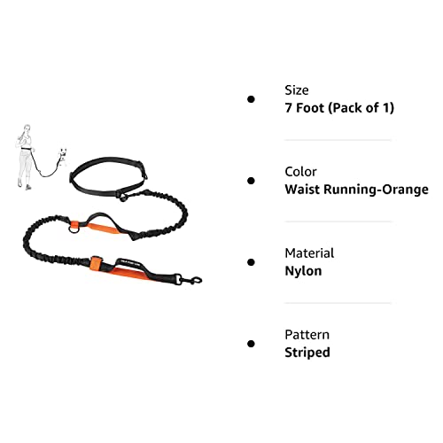 Mile High Life | Retractable Hands Free Dog 7Ft Leash | Waist Running Adjustable | Reflective Dual Black Bungees | Dual Handles | Small Medium Large Dogs | (Orange) #TOP7