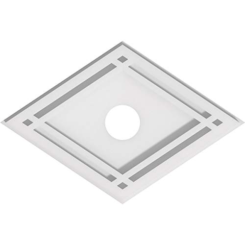 Image of Ekena Millwork CMP14X9DD-02000 Diamond Architectural Grade PVC Contemporary Urethane Ceiling Medallions 14 inchW x 9 3 /8 inchH x 2 inchID x 4 3 /4 inchC x 1 inchP