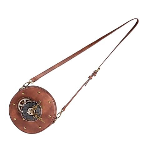 Pochette rangement punk pour téléphone avec bandoulière steampunk amovible et pu cuir
