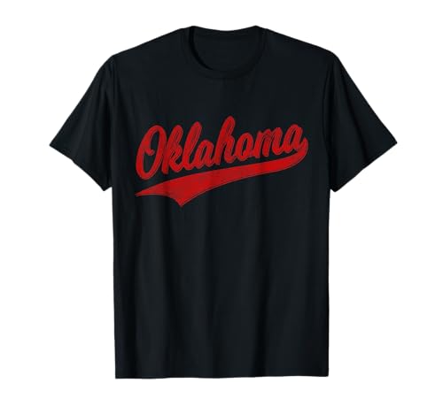 Oklahoma Varsity Script Vintage Sports Jersey Style Flag T-Shirt