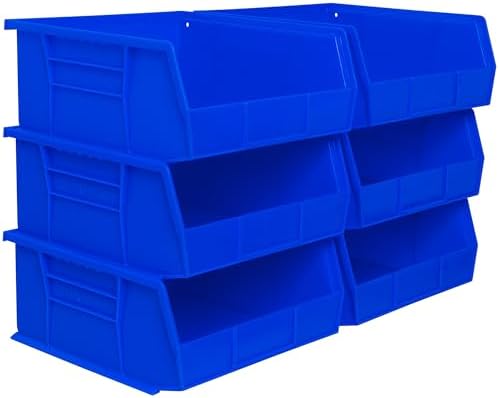 Akro-Mils 30235 AkroBins Plastic Storage Bins, Space-Saving Stackable Bins for Garage, Pantry, Craft Organization, 27.94 cm x 27.94 cm x 12.7 cm, Blue, 6-Pack
