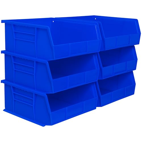 Akro-Mils 30235 AkroBins Plastic Storage Bins, Space-Saving Stackable Bins for Garage, Pantry, Craft Organization, 11" x 11" x 5", Blue, 6-Pack by Akro-Mils - Used condition - US$45.49