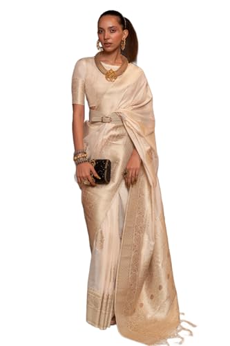 Image of SWORNOF Women's Woven Khadi Georgette Silk Saree With Unstitched Blouse Piece