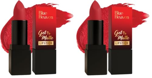 Image of Blue Heaven Get Matte Lipstick | Soft Matte Finish and Lightweight Formula | Intense Pigment | Long-Lasting Lipsticks For Women | 108R | 4gm (Pack of 2)