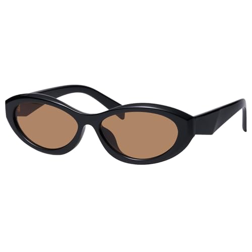 Image of mosanana Oval Cat Eye Sunglasses for Women Retro Y2K Style MS52372 | Geometric Stylish Temples, UV400 Protection, Designed for Daily Outfits, Travel and Fashion Looks