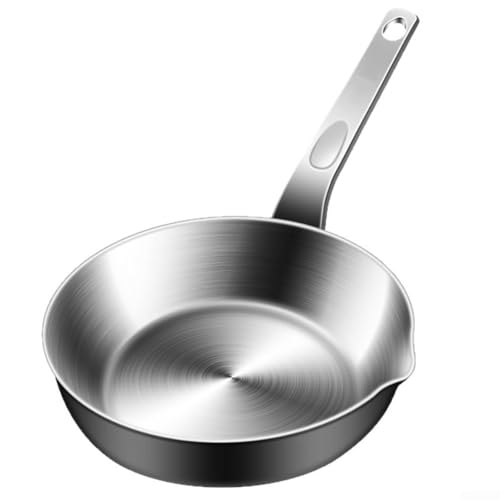 Padella per uova in acciaio inossidabile 316, padella per omelette, piccola padella per friggere con beccuccio per porzione singola, sciogliere burro, salsa, cottura a gas, compatibile con induzione