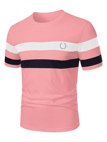 Image of RoseSeek Men's Color Block Short Sleeve Tee Shirts Casual Crewneck T Shirt Trendy Summer Tops