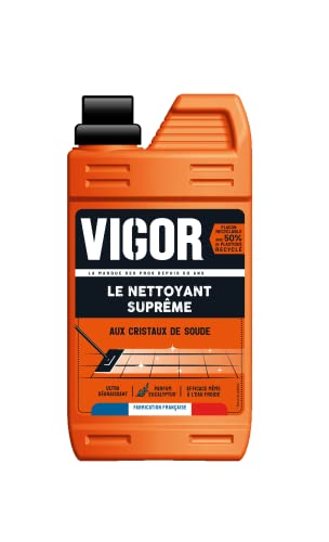 Vigor - Nettoyant Suprême | Nettoyant Sol aux Cristaux de Soude | Ultra-Dégraissant | Parfum Eucalyptus | Fabrication Française | 1L