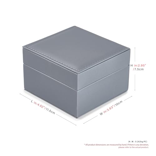 Leather Single Watch Box Watch Travel Case Microfiber Interior Wristwatch Holder Storage Box With Removable Pillow (Grey)