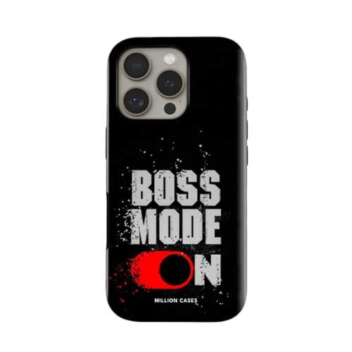 Image of MILLION CASES Back Cover Case for iPhone 15 Pro Scratch Resistant Anti-Slip Polycarbonate Shockproof Protective Durable Boss Mode On Crystal Case for Men & Boys