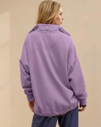 Image of Gacaky Sweatshirt for Women Oversized Casual Long Sleeve Button Henley Neck Pullover Tops Fashion Outfits Clothes