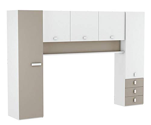 Schrankbett inkl Bettkasten grau / weiß / schwarz B 308 cm Jugendbett Wandbett Schrank Gästebett Jugendzimmer Kinderzimmer Gäste - 3