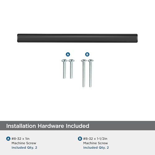 Image of Amerock 3-3 /4 inch Bar Pulls Matte Black Drawer Pull | 3-3 /4 inch (96mm) Center-to-Center Mounting Distance and 6-1 /8 inches Overall Length, Durable Carbon Steel Cabinet Hardware