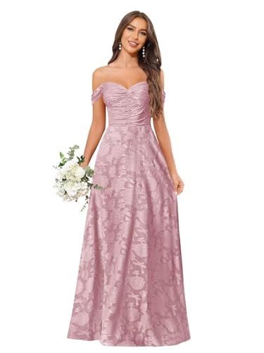 Jacquard Bridesmaid Dresses Off Shoulder Long Chiffon Dress Formal Evening Gown