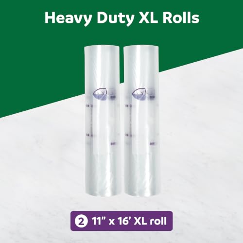 Image of FoodSaver Heavy Duty Vacuum Sealer Rolls, 2 Pack XL 11 inch x 16' Rolls (32 Total Feet), Expands to 14 inch, BPA-Free Bags for Storage, Sous Vide, Meal Prep