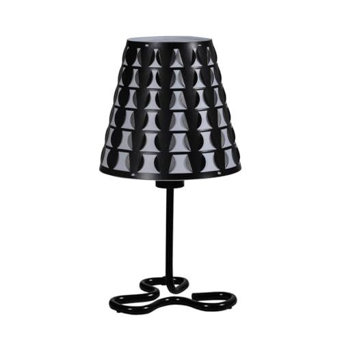 Mejore su Ambiente con Esta lámpara de Mesa geométrica de Metal, diseño Elegante con Interruptor en línea, Compatible con Bombillas estándar, Color Negro.
