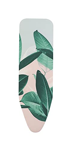 Image of Brabantia 118869 Ironing Board Cover B, 124 x 38cm, Complete Set, Cotton, Tropical Leaves