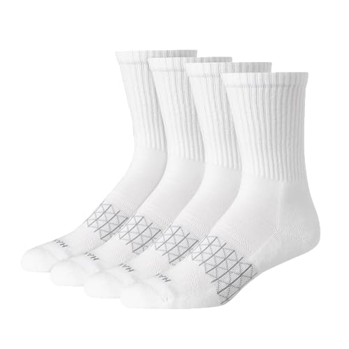 Image of Hanes Men's Socks, Absolute Comfort Cushioned Moisture-wicking Seamless Toe, 4 Pack, Ankle, Crew and Heel Shield Socks