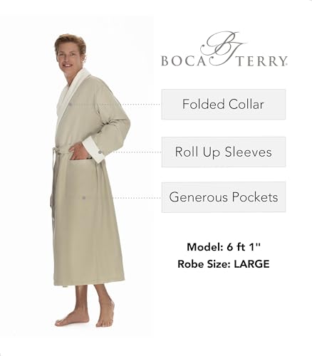 Image of Men's Luxury Hotel Robe by Boca Terry, Microfiber Spa & Resort Bath Robe | Soft, warm hotel-style bathrobe, full length