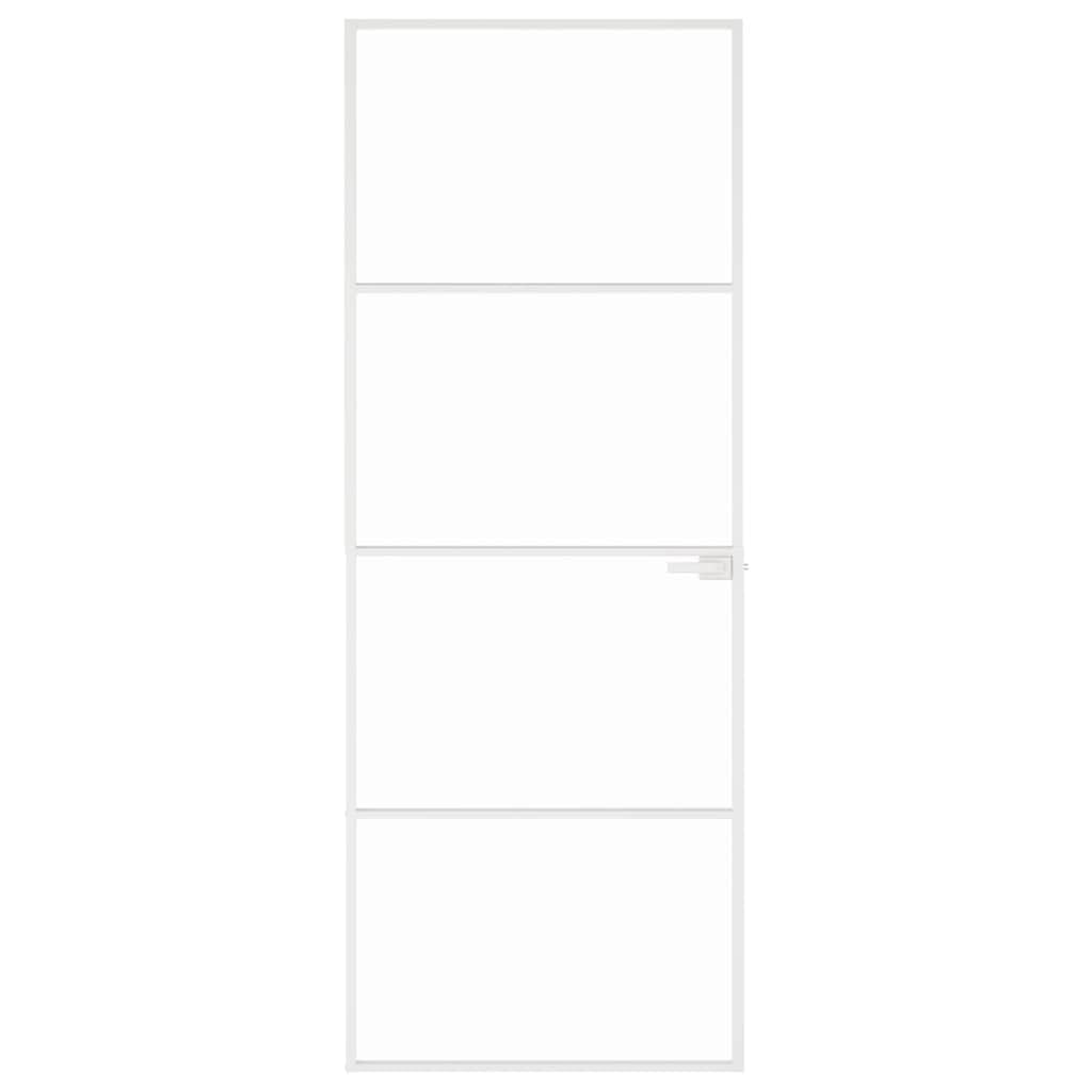 Drzwi wewnętrzne białe 76x201.5 cm szkło hartowane i aluminium SlimHardware materiały budowlane drzwi domowe