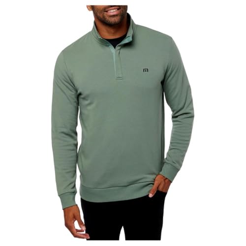TravisMathew Men's Cloud Quarter Zip 2.0, Heather Balsam