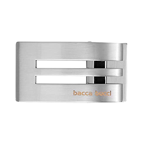 Bacca Bucci 35 MM Nickle Free Reversible Clamp Belt Buckle with Branding (Buckle only) -1044 Silver