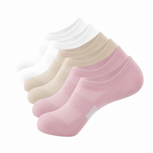 JOOTUEPO 3 Pares Calcetines Tobilleros Mujer, Calcetines Invisibles Cómodo con Malla Transpirable, Verano Tobilleros de Algodón Transpirables Cortos Antideslizantes Silicona Bajos