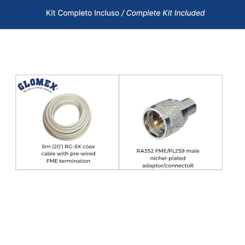 Image of Glomex 8 6dB Marine High Performance VHF Antenna w /20 RG-8X Coax C. [RA1225HP]